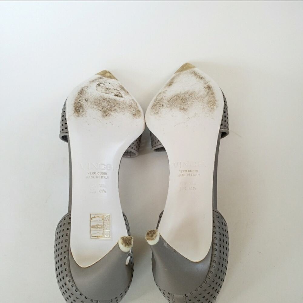 Vince Aurelian Gray Leather D'orsay Heels 10 - Picture 10 of 11